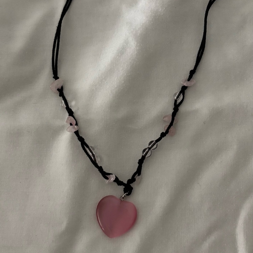 Pink heart necklace